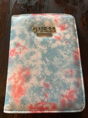 Guess Tie-Dye Passport Sleeve in Blue, Pink, and White